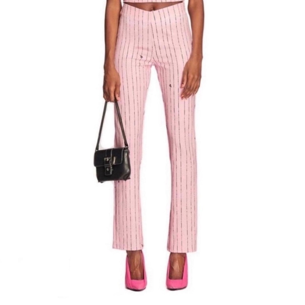 I.AM.GIA Pink and black pinstripe Straight Leg Pants
